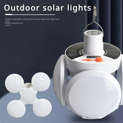 Bombilla LED de fútbol recargable con gancho, luz Solar USB portátil para acampar al aire libre, tienda de campaña, luz de trabajo plegable