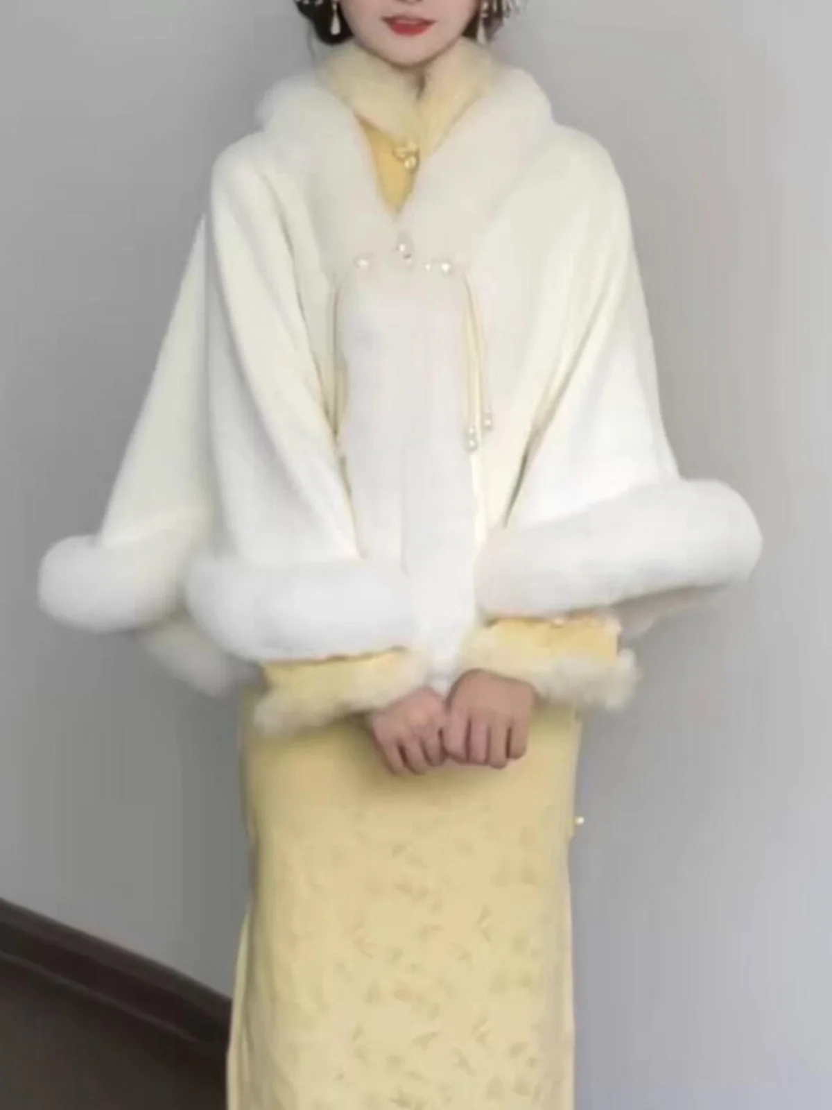 Thick Velvet Wrap Coat High End Warm Wedding Dress Gentle Match  Outer Fairy Fashion Fluffy Collar Versatile Women's...