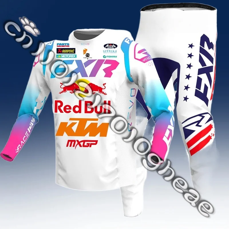 

Hot Moto Off-Road Riding Jersey Racing Suit Red Bull FXR Racing Suit Breathable Long Sleeve Long Pants Set Adult Race Wear