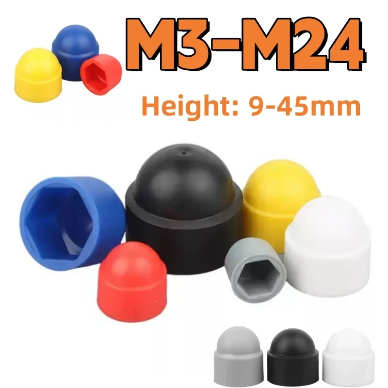 Hex Head Screw Covers M3M4M5M6M8M10M12M14M16M18M20M22M24 Plastics PE Dome Nut Bolt Protective Caps Car Wheels Decoration Nut Cap