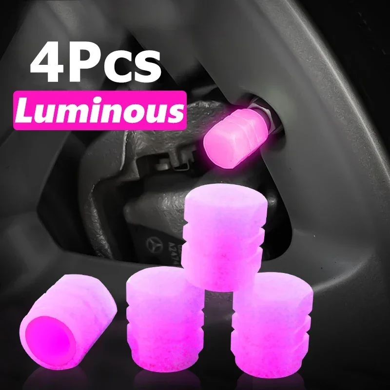1/4Pcs Leucht Ventil Kappen Fluoreszierende Grün Blau Nacht Leuchtende Auto Moto Fahrrad Rad Styling Reifen Hub Universal kappe Dekor