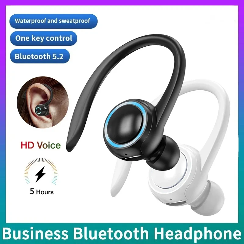 Wireless Bluetooth Earphone 5.2 Ear Hook Type Low Delay Noise Reduction Single Ear Sports Running Business Wireless Game Headset