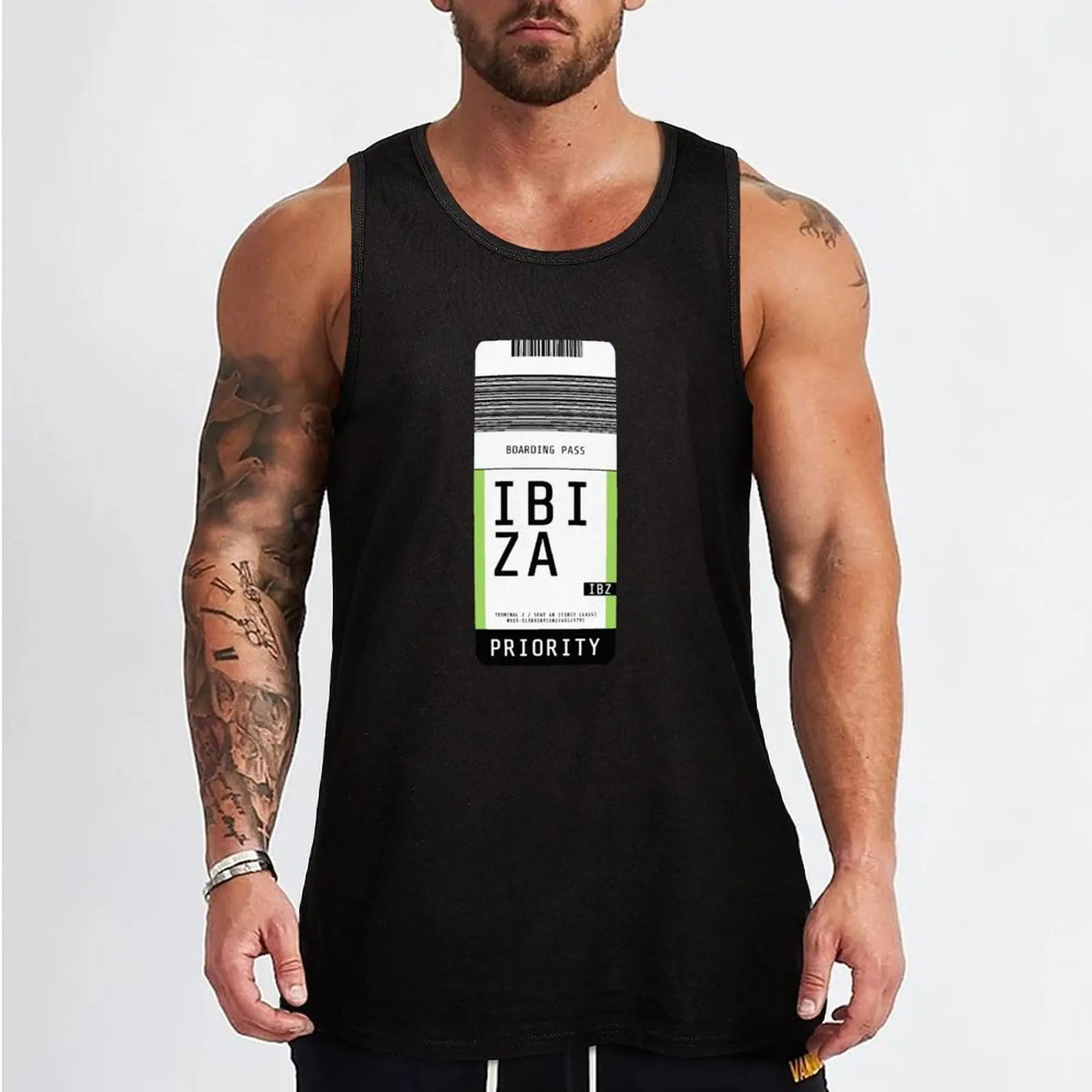 Ibiza Boarding Pass IBZ Tank Top Modern Print Tank Top Contemporary Graphic Shirt