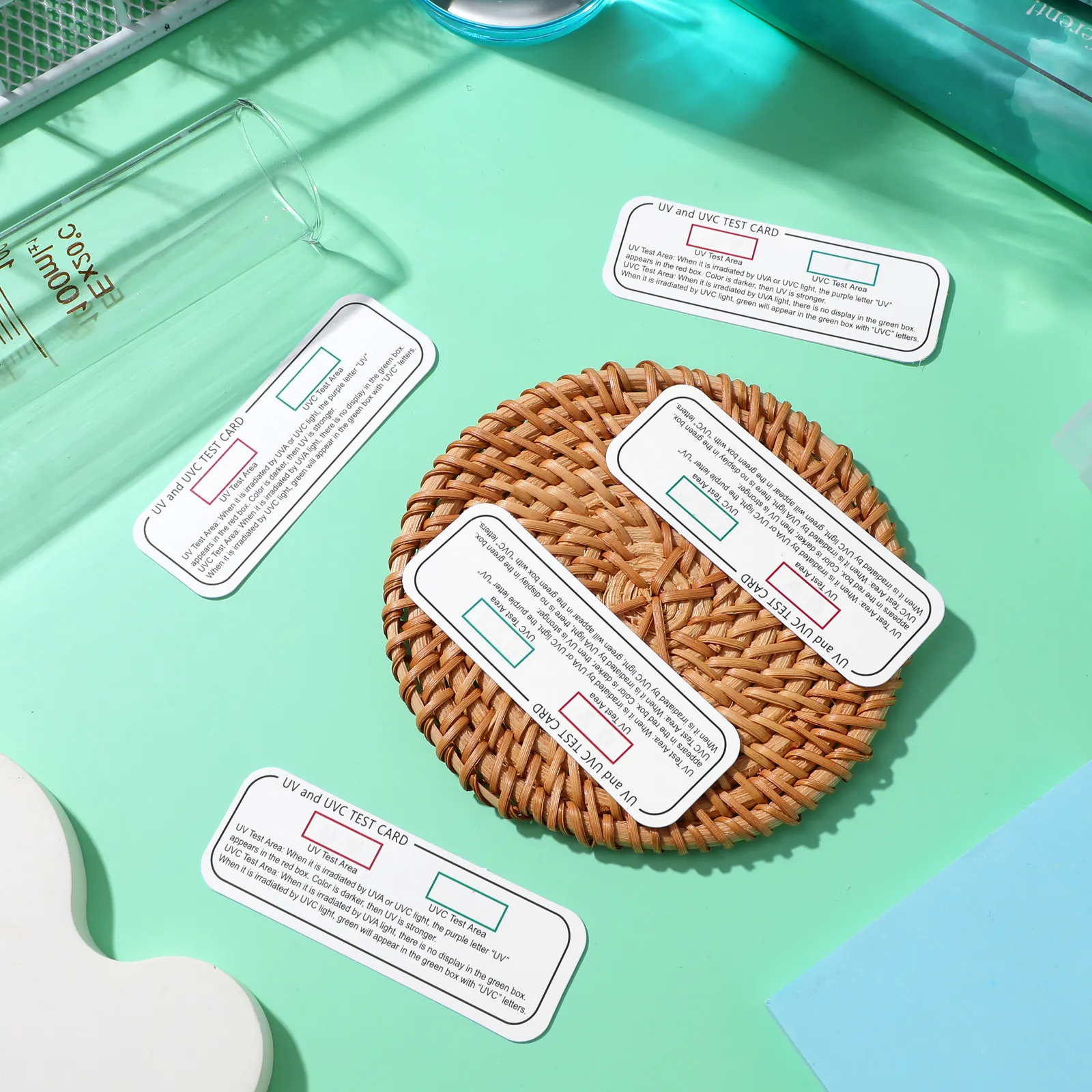 5Pcs Uv Light Test Strips Uvc Uva Identification Cards Portable Indoor Testing Papers for Disinfection Lamp Calibration and