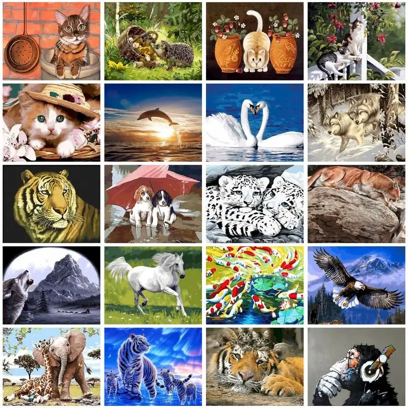 

CHENISTORY Picture By Number Animal Kits For Adults Painting By Number Drawing On Canvas HandPainted Art Home Decor