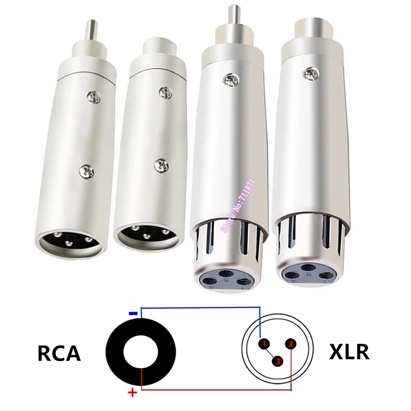 RCA Male Female to Cannon Female Male Adaptor Plug Male Female XLR RCA Adapter Connector XLR Male to RCA Male Female Connector