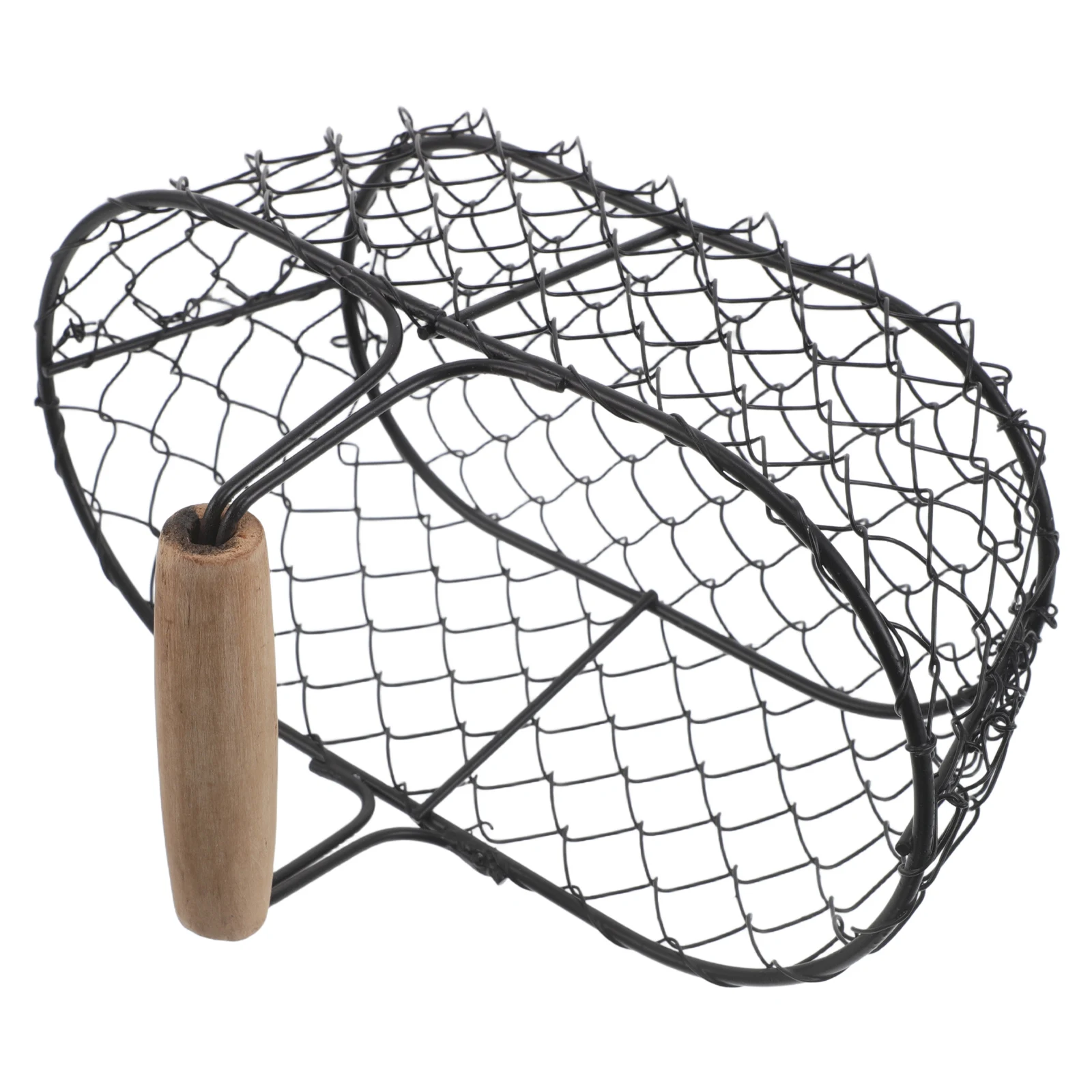 

Rustic Egg Basket Iron Wire Design - Farmhouse Style Holder for Eggs Produce - Decorative Tabletop Fruit Bowl with Wooden Handle