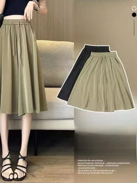 

High Waist Wide Leg Pants plus Size Women's Loose Fit Trousers Summer Fashion plus Size Korean Style Polyester Fiber