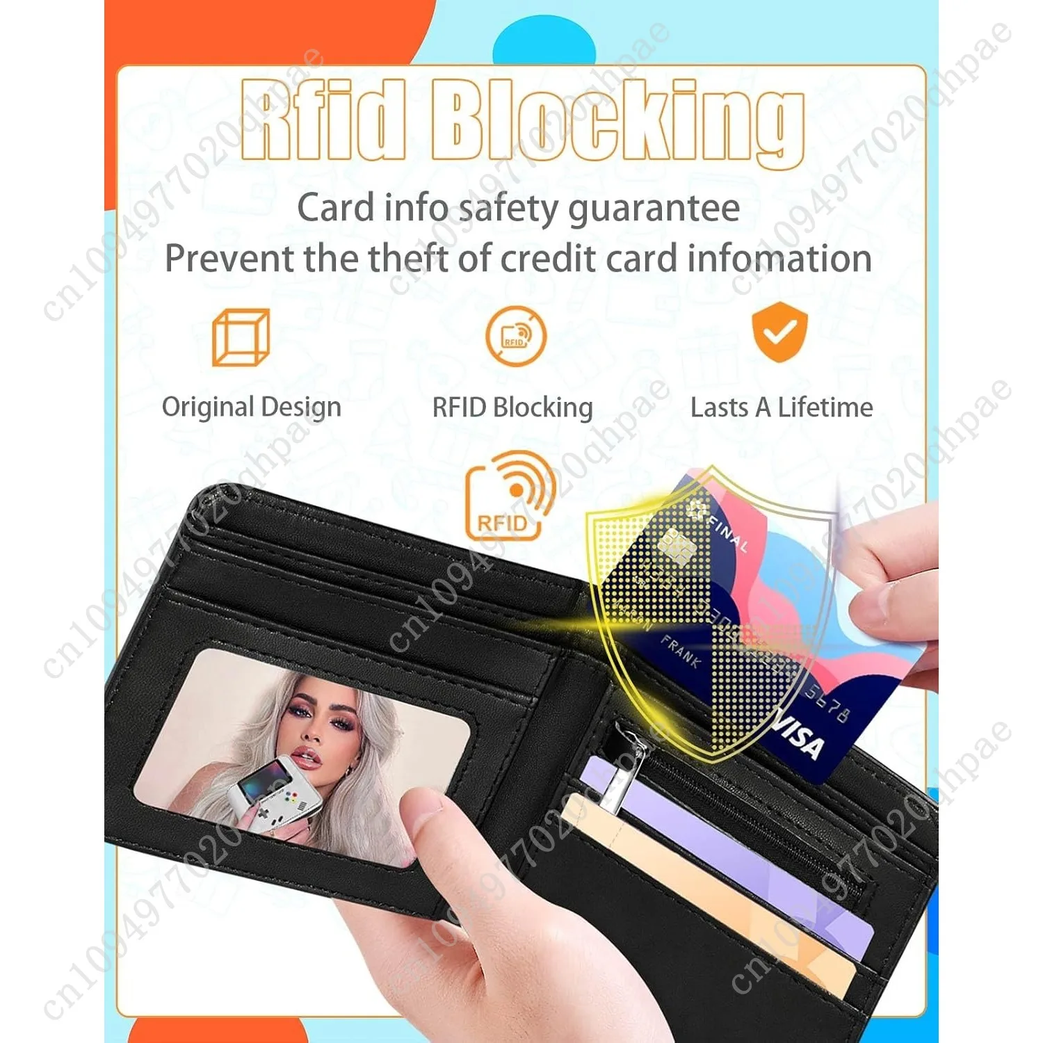 Bistup Boys Wallet Cute Leather Bifold Wallet Video Game for Teen Boys Cool Credit Card Cash Id Holder Rfid Blocking Fun Gamer B