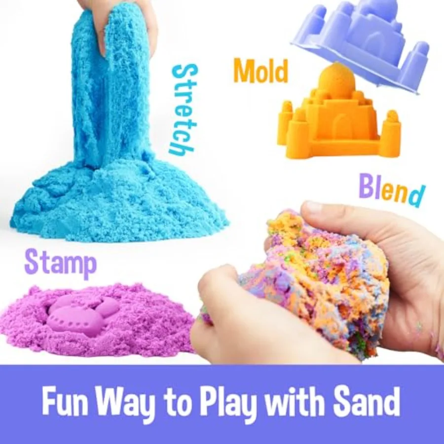 Juguetes sensoriales de arena de colores para: arena autoadhesiva moldeable de 18 libras para relleno de contenedor de arena, kit multicolor a granel para aula y hogar