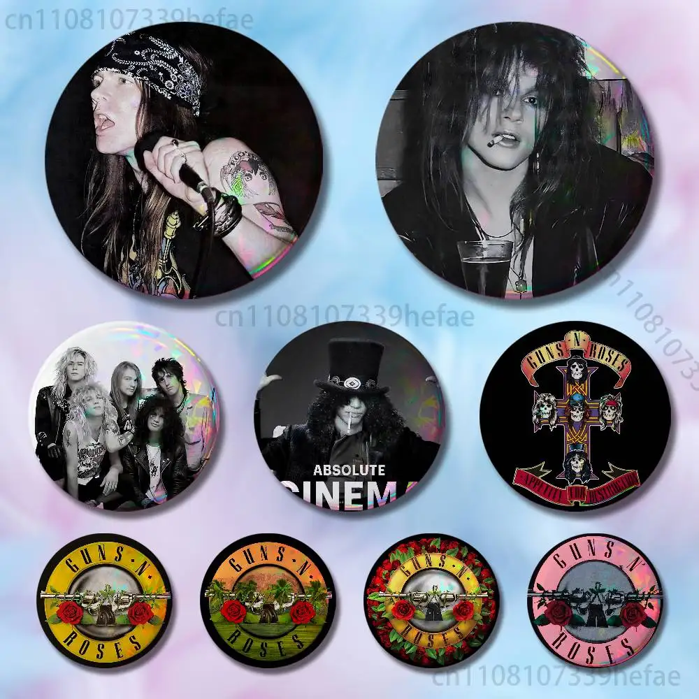 

G-Guns N R-Roses Pin Tinplate Round Brooch Cosplay Nijigen Otaku Culture Badges 58mm 44mm 32mm 75mm 25mm