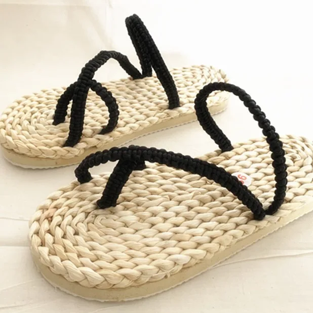 Shoe props flip-flops slippers couple men and women corn husk woven straw shoes casual