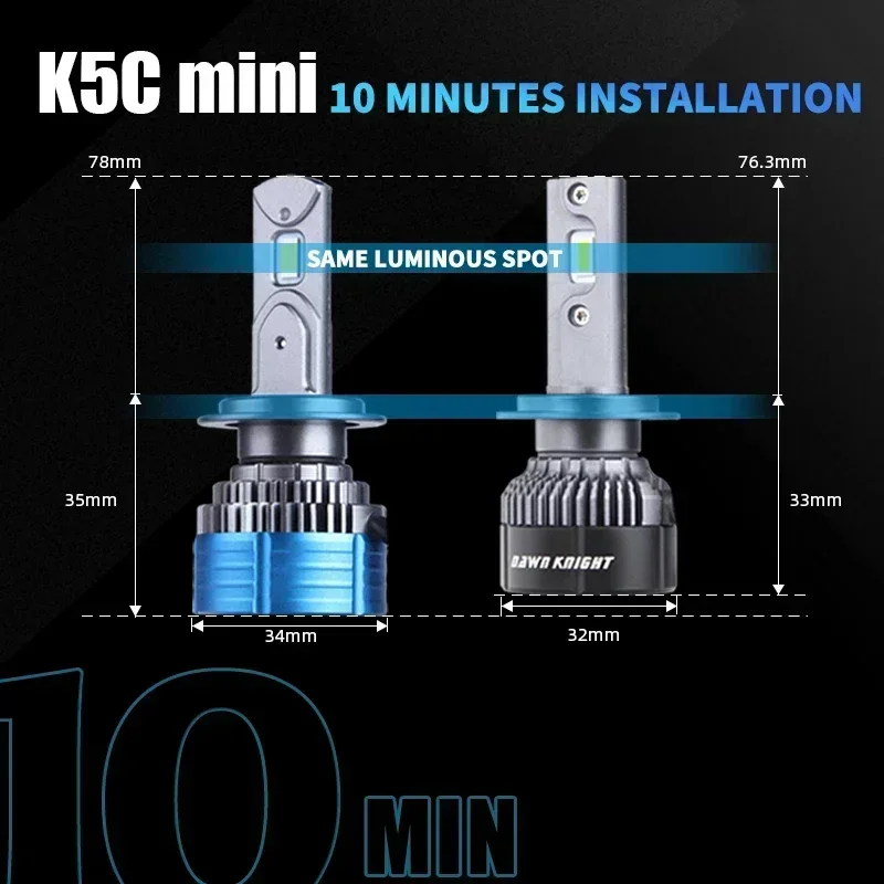 Dawnnight K5C Mini 40 واط H7 H4 نسخة حياة طويلة Led مصباح أضاءه أمامي 4300K K6C Led HB3 H11 المصباح الكهربي H1 HB4 Led أضواء للسيارة 12 فولت