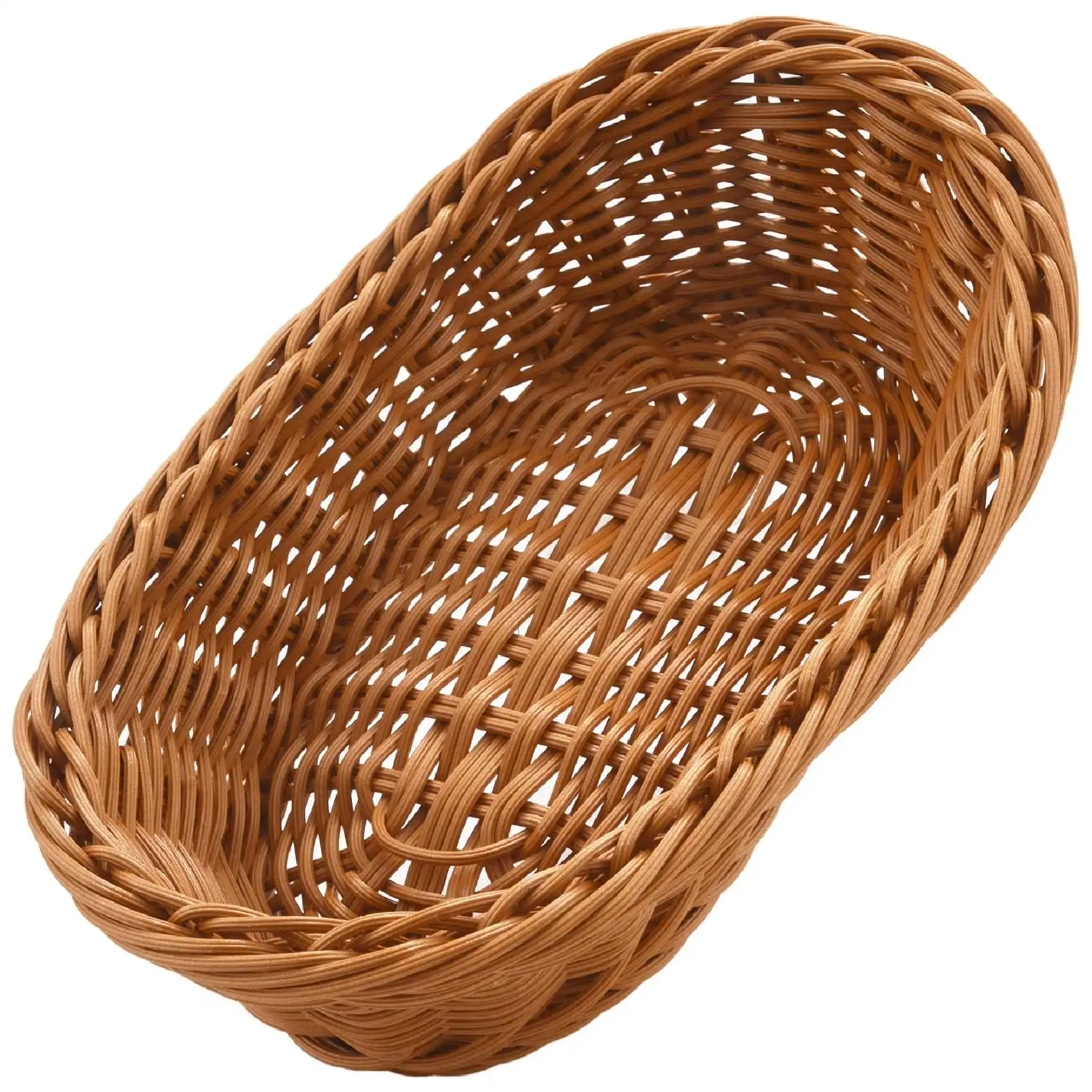 Cesta oval do pão tecido do vime, cesta do armazenamento para o alimento, fruto, armazenamento cosmético, Tabletop e banheiro, 10.2in