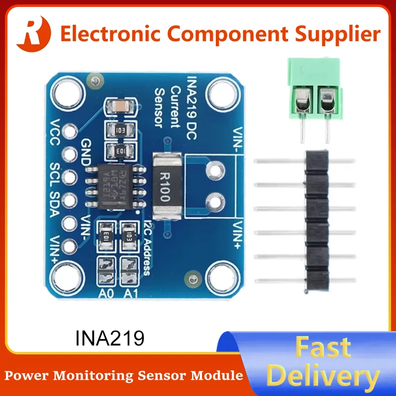 

5Pcs INA219 Bi-directional DC Current Power Supply Sensor Breakout Module DIY 3V-5V IIC I2C Power Monitoring Sensor Module