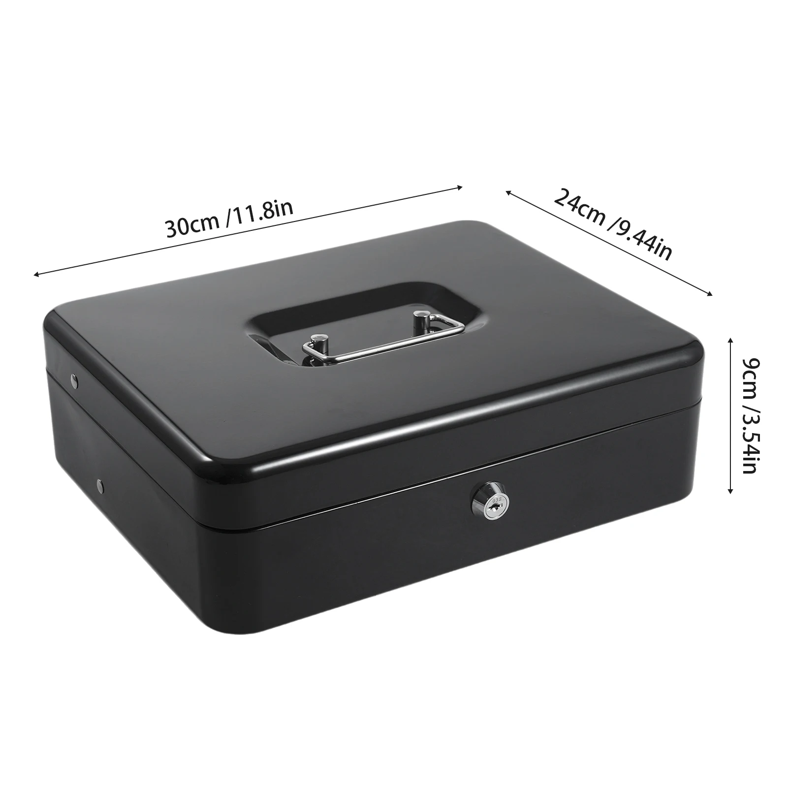Cash Box Metal Money Box with 5 Coin Trays Cantilever Design & 4 Bill Slot with Spring Clips to Organize 2 Keys Lock Safe Box