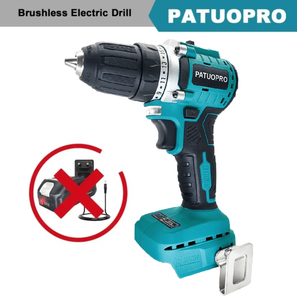 10mm Brushless Electric Drill Cordless Handheld Drill Screwdriver 2 Speed 23 Torque Setting Fit Makita 18V Battery (No Battery)