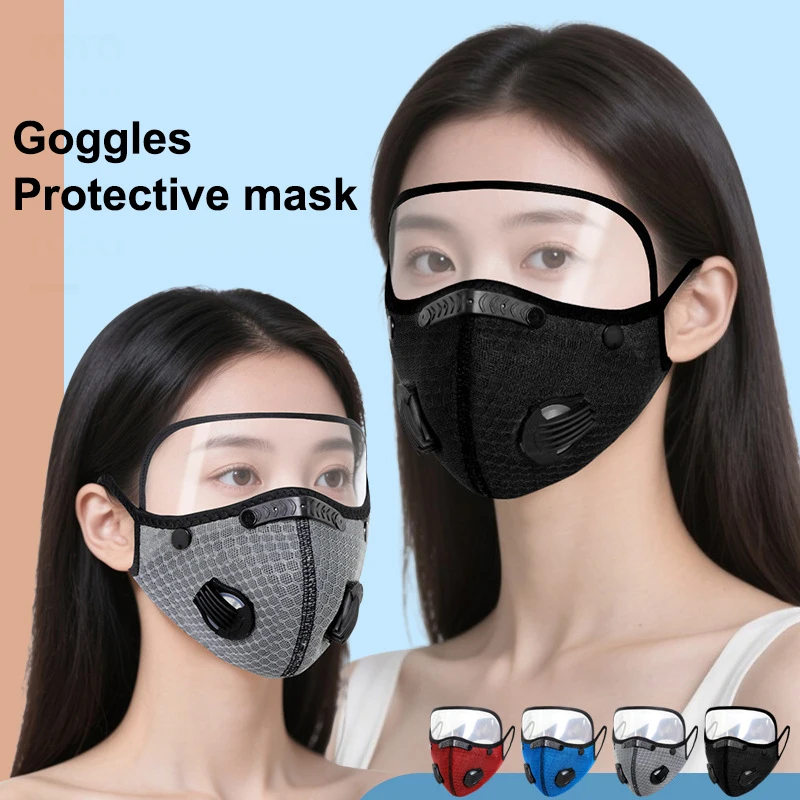 (BF06)Cycling Face Mask With Filter Goggles Dust Mask Sport Washable Reusable Facemask For Men Bandana Actived Carbon Filters