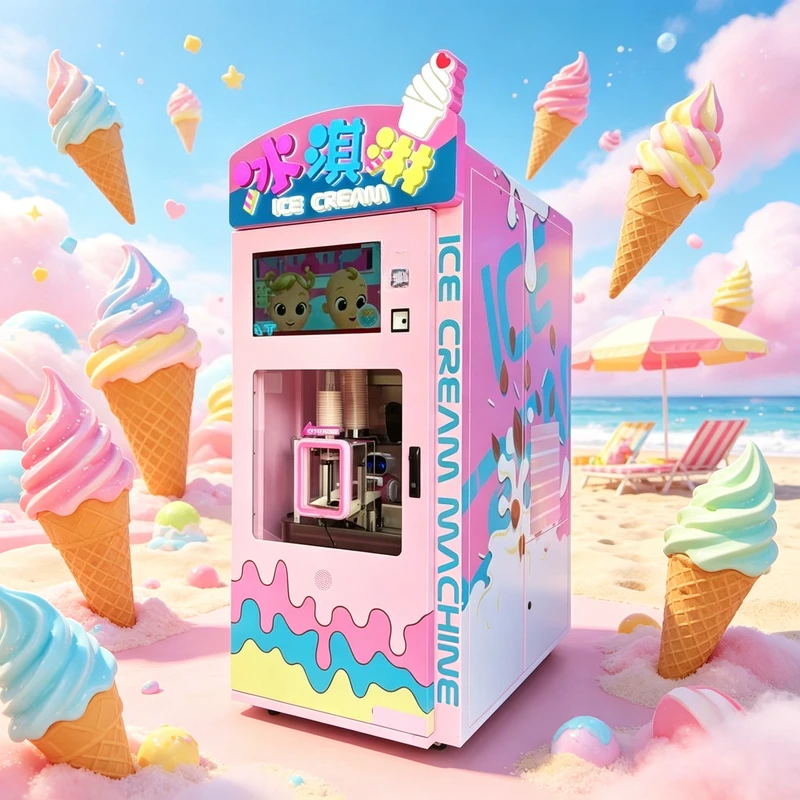 

New Automatic Ice Cream Vending Machine Soft Serve Ice Cream Vending Machine for Shopping Mall Amusement Park