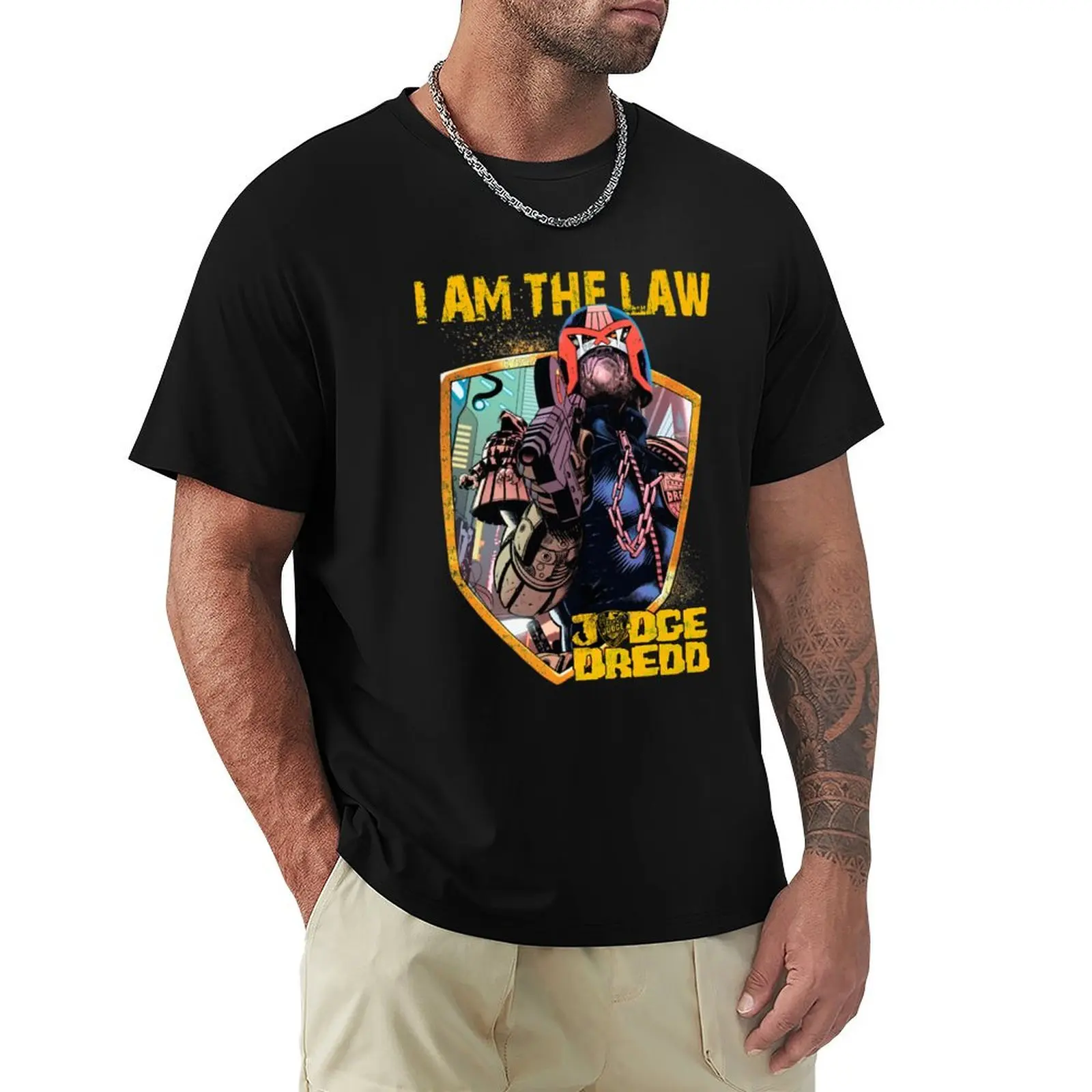 Dredd - I Am The Law Sticker T-Shirt men t shirt cotton 100% T-Shirt