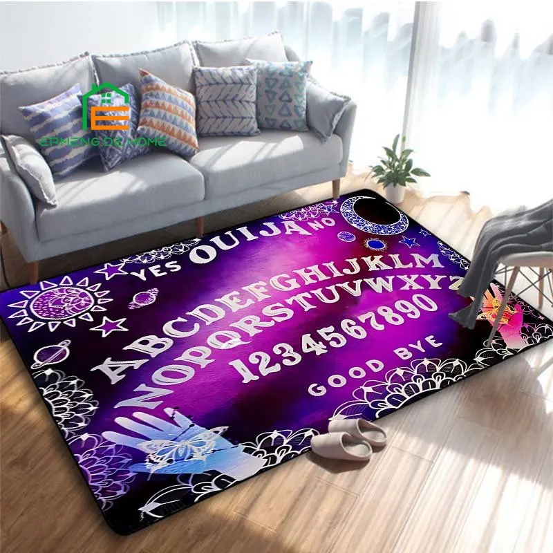 Ouija Skull Cat Pattern Rug for Bedroom Living Room Carpet for Kitchen Floor Mats Home Decor Non-Slip Floor Pad Rug 15 Sizes