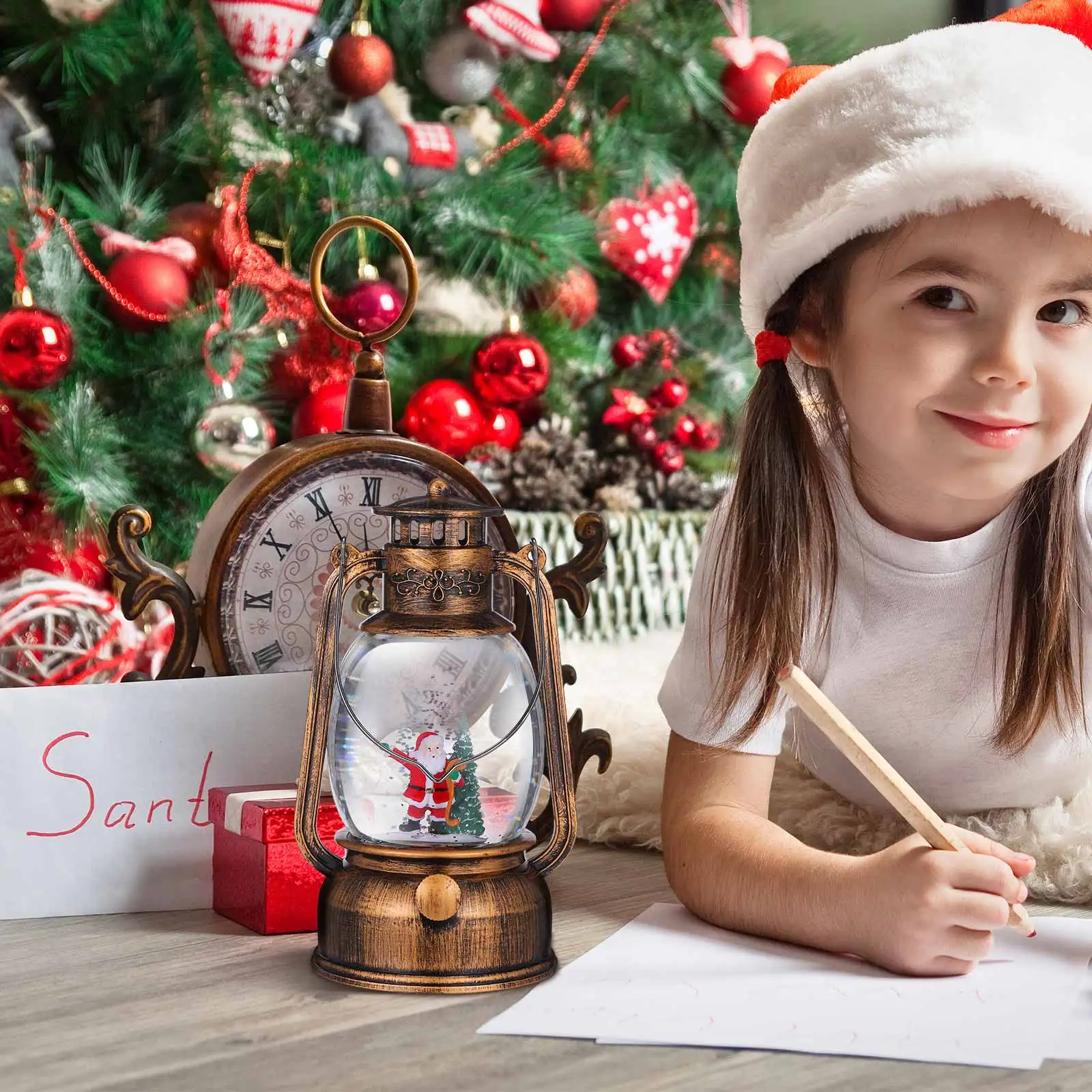 

Christmas Snow Globe Light Rotating Glitter Lantern Music USB Operated Xmas Table Decoration Holiday Party Centerpiece