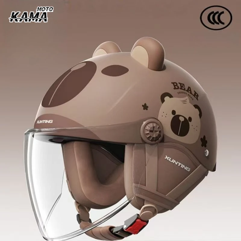 

Cartoon Motorcycle Helmets Cartoon Girl Helf Electric Car Bike Cute Helmet Open Face Woman Helmet Four Seasons for Kids capacete