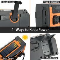 Portable Solar Power Hand Crank Radio AM/FM/WB NOAA Weather LED Flashlight Power Bank for Outdoor Camping Hiking Radio