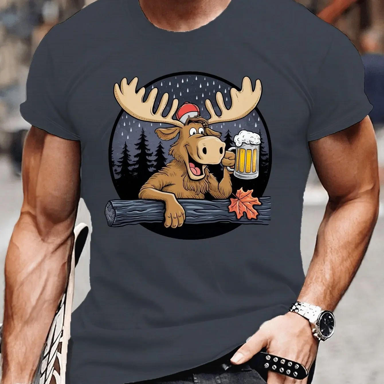 

Simple Fashion Men's T-Shirt 3D Christmas Reindeer Printed Short Sleeve Tee Comfortable Crew Neck Versatile Street Men Clothing