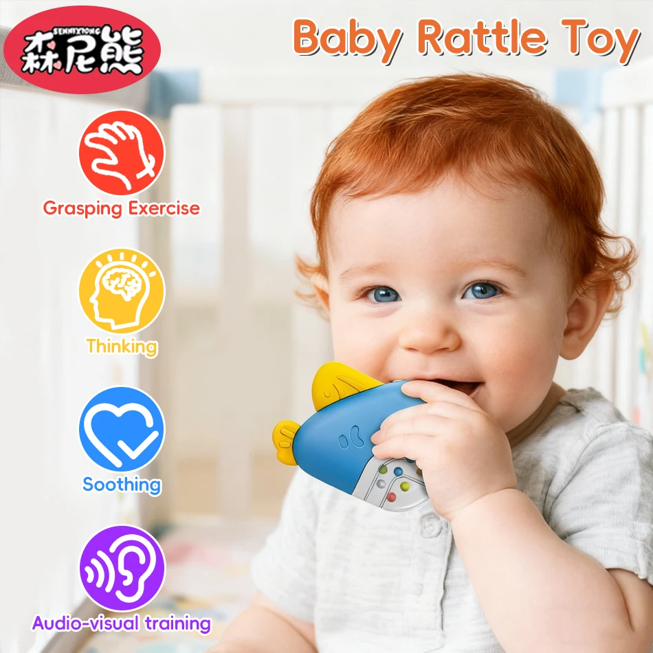 

SENNIXIONG Baby Cartoon Animal Rattles Elephant Crab Infant Sensory Teether Develop Montessori Toy For Children Toddler Gift