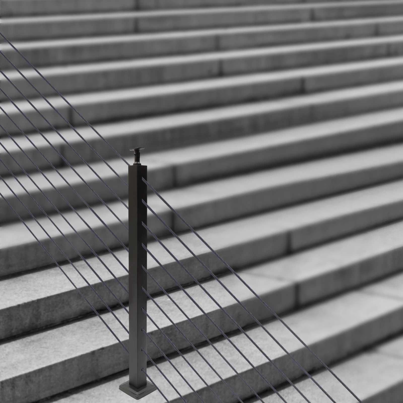 

220Lbs Load-Bearing Cable Railing Post With 0.05In Thickened Wall - 3.93.90.6In Enlarged Base Ensures High Stability