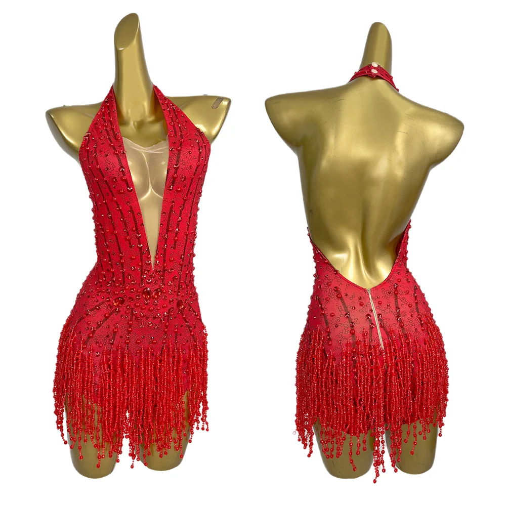 

Sexy V Neck Tassel Rhinestone One Piece Bodysuit Women Backless Club Jumpsuit Pole Dance Leotard Cheerleaders Festival Outfit
