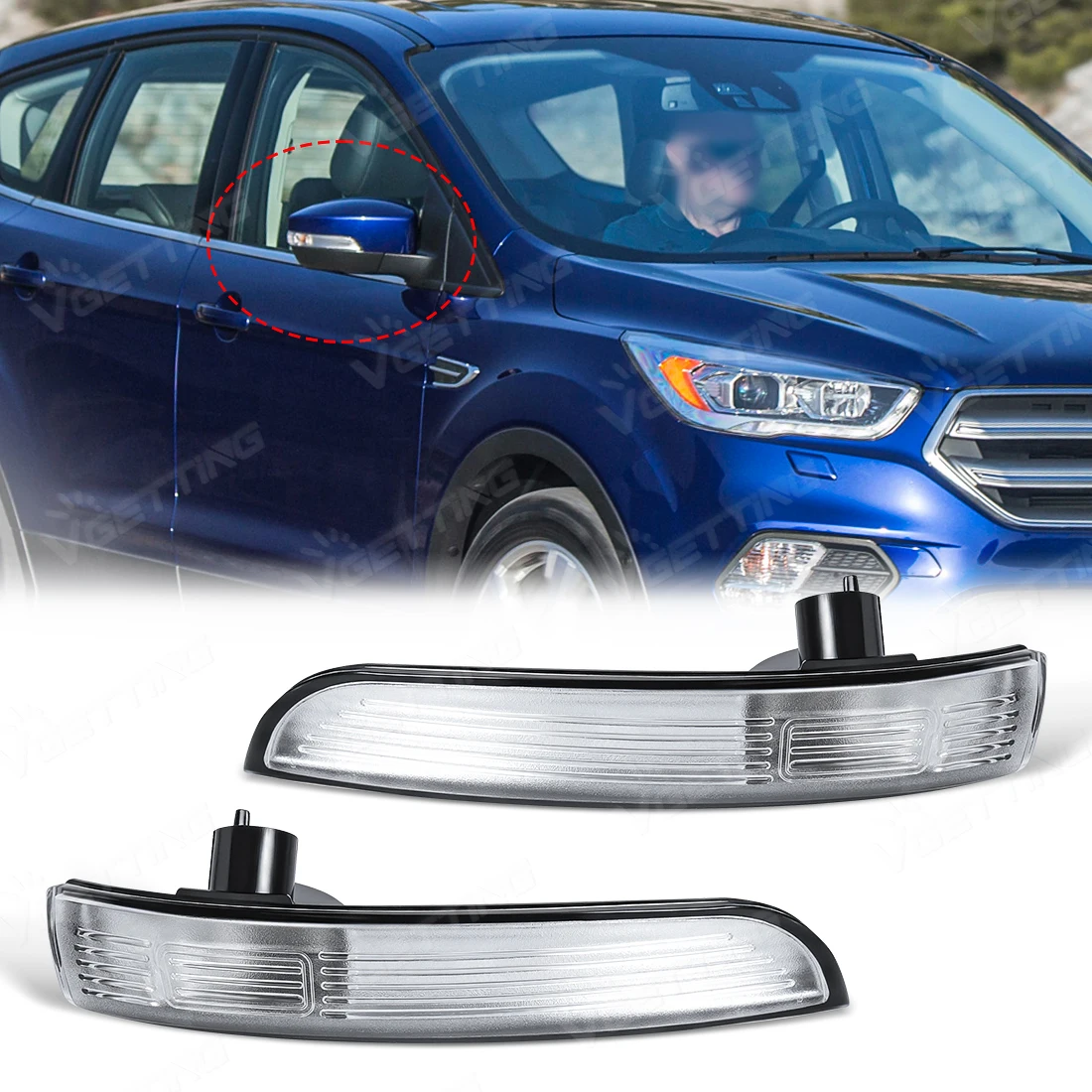 

Пара боковых зеркал с указателями поворота для Ford Kuga, Escape, Ecosport 2013-2019 годов выпуска