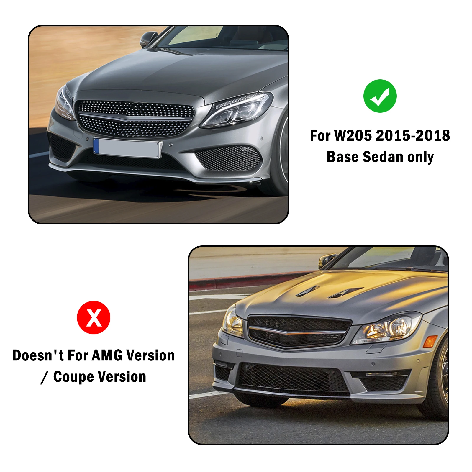 Artudatech Honeycomb передняя крышка противотуманной фары подходит для MERCEDES BENZ C-CLASS W205 2015-2018 Base