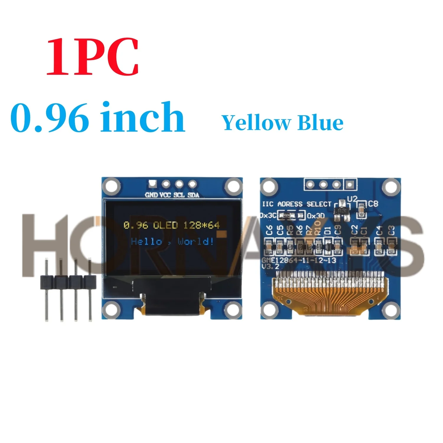 1-10 sztuk/0.96 Cal moduł wyświetlacza OLED SSD1315 biały/niebieski/żółty 128X64 4Pin IIC I2C szeregowy 12864 płyta ekranu LCD — zdjęcie produktu 3