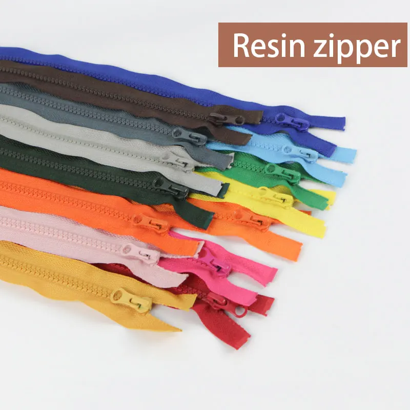 10pcs 5# Resin Zipper 40cm 50cm 60cm 80cm Single Open End Coat Down Jacket Zippers DIY Sewing Accessories Clothes Long Zipper