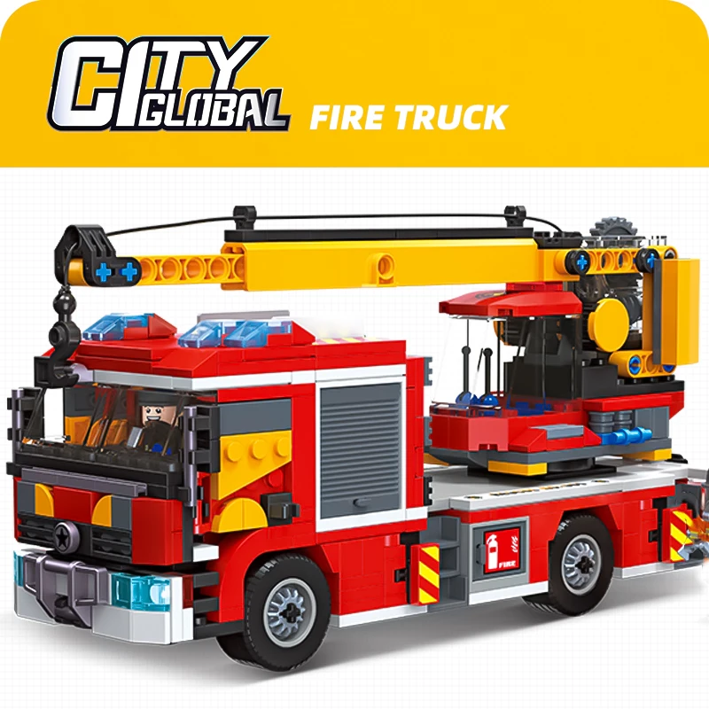 City Series Children's Fire Rescue Team Car Drone Building Assembly Small Particle Building Blocks Boy Toy Model