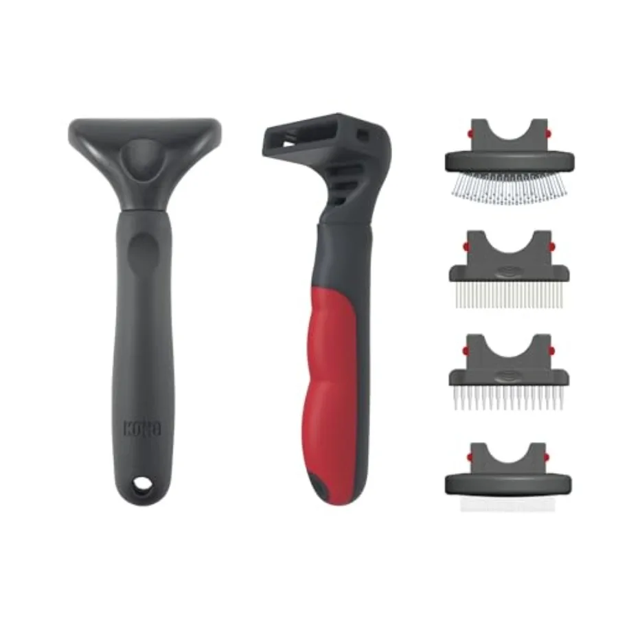 

Многофункциональный инструмент для груминга собак KONG 4-в-1: расческа-грабли, щетка-пуходерка, насадки-щетки с нескользящей ручкой