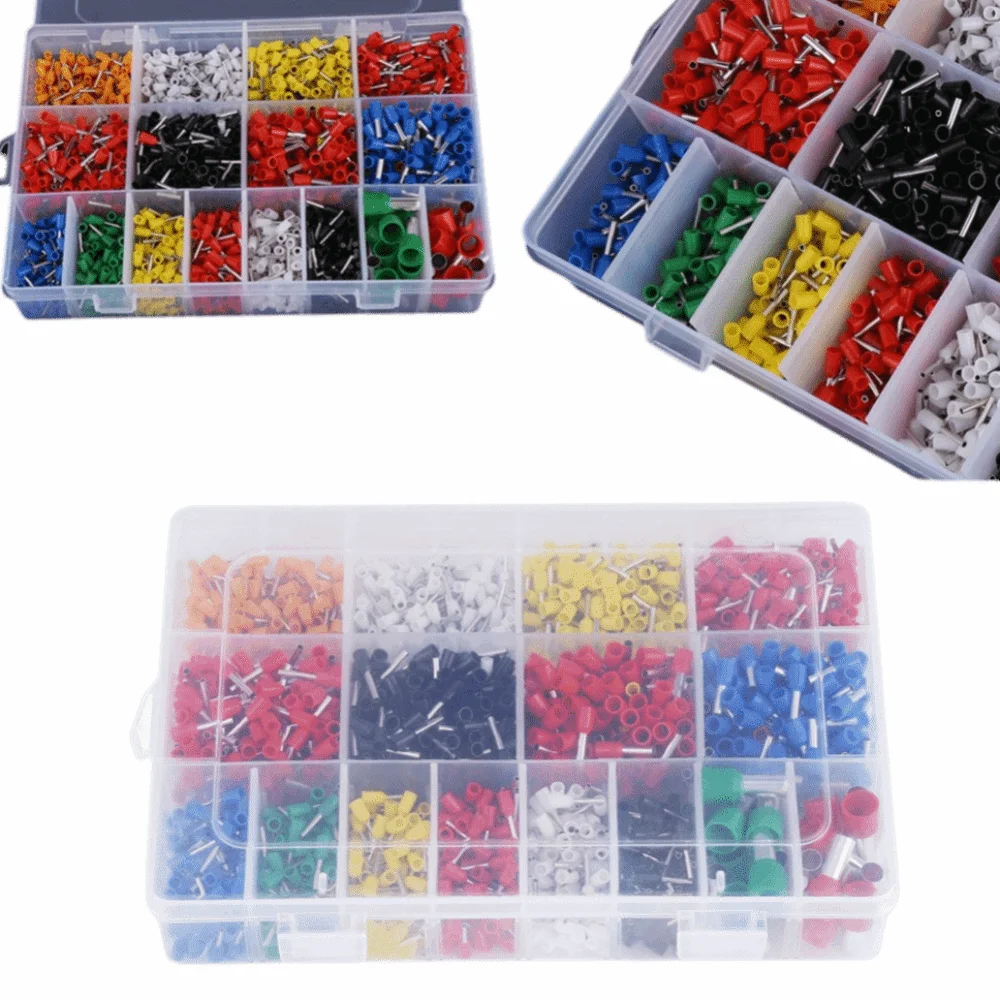 

2120PCS 22AWG-5AWG Wire Crimp Connector Copper Wire Plastic Storage Box Ferrule Crimping Kit Insulated Cord