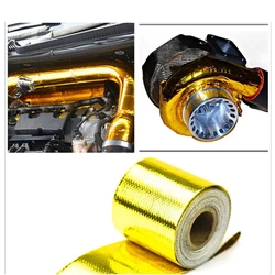 5m Self Adhesive Heat Shield Wrap Automotive Exhaust Tube Insulation Tape Golden Heat Barrier Self Adhesive Engine Gold