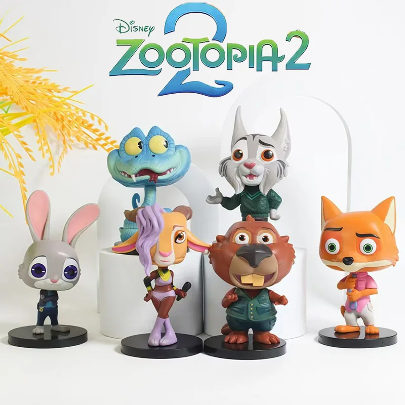 New 6pcs/set Disney Zootopia 2 Animals Action Figure Toys Rabbit Judy Hopps Fox Nick Wilde Movie Kids Gift Collection Figures