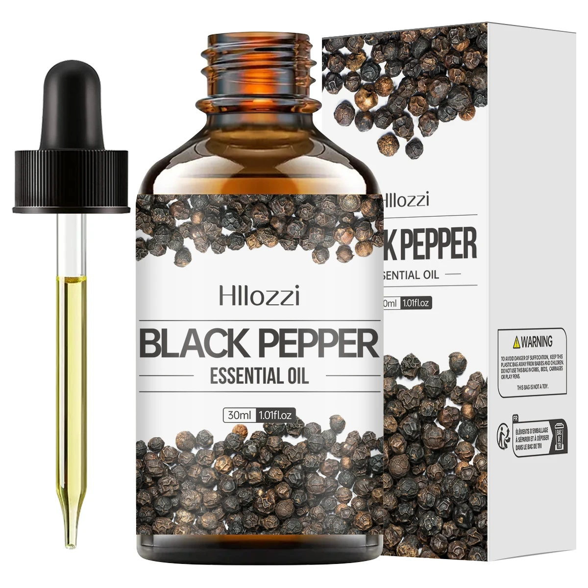 Black pepper essential oil, pure essential oil for stress relief, suitable for aromatherapy candles, car diffusers, humidifiers