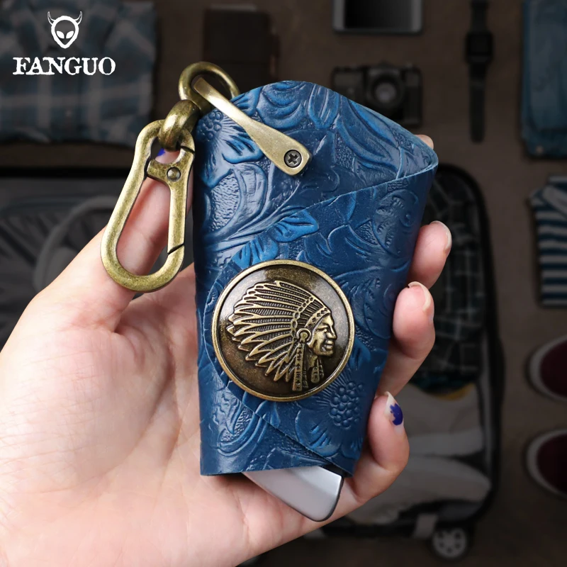 

Handmade Genuine Leather Key Wallet For Men Women Car Smart Key Holder Housekeeper Keys Case Bag Portable Storage Keychain Box