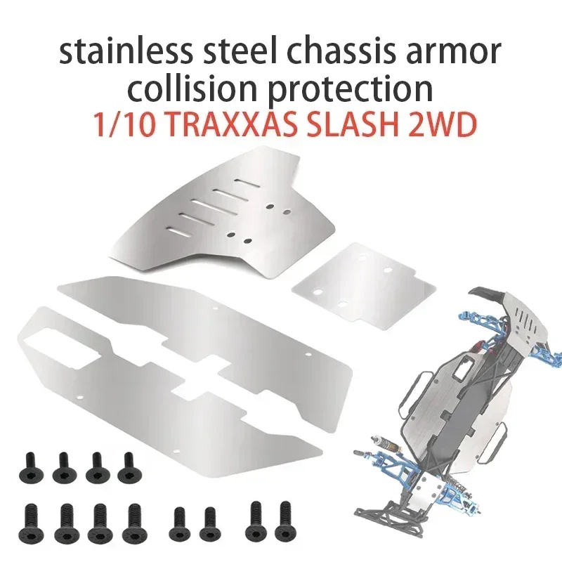 Rvs Voor en Achter Chassis Armor Protector voor Traxxas Slash 2WD 1/10 RC Auto Upgrade Onderdelen Accessoires