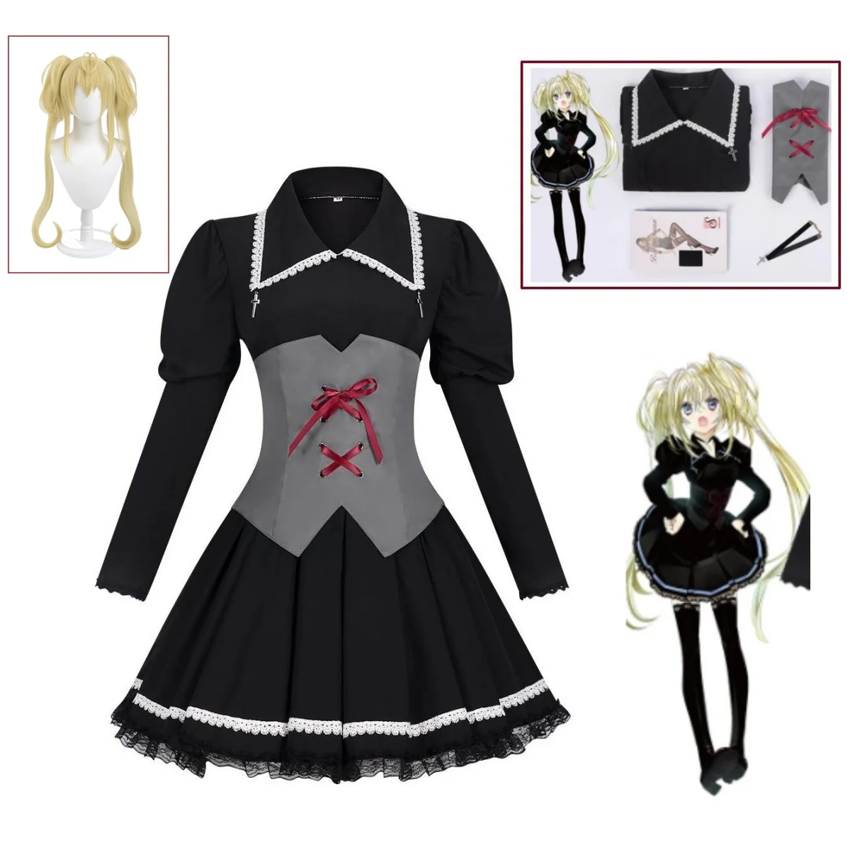 

Tsukiyomi Utau Cosplay Costume Wig Anime Shugo Chara Cosplay Women Cute Dress Cosplay Costume Tsukiyomi Utau Gothic Uniform