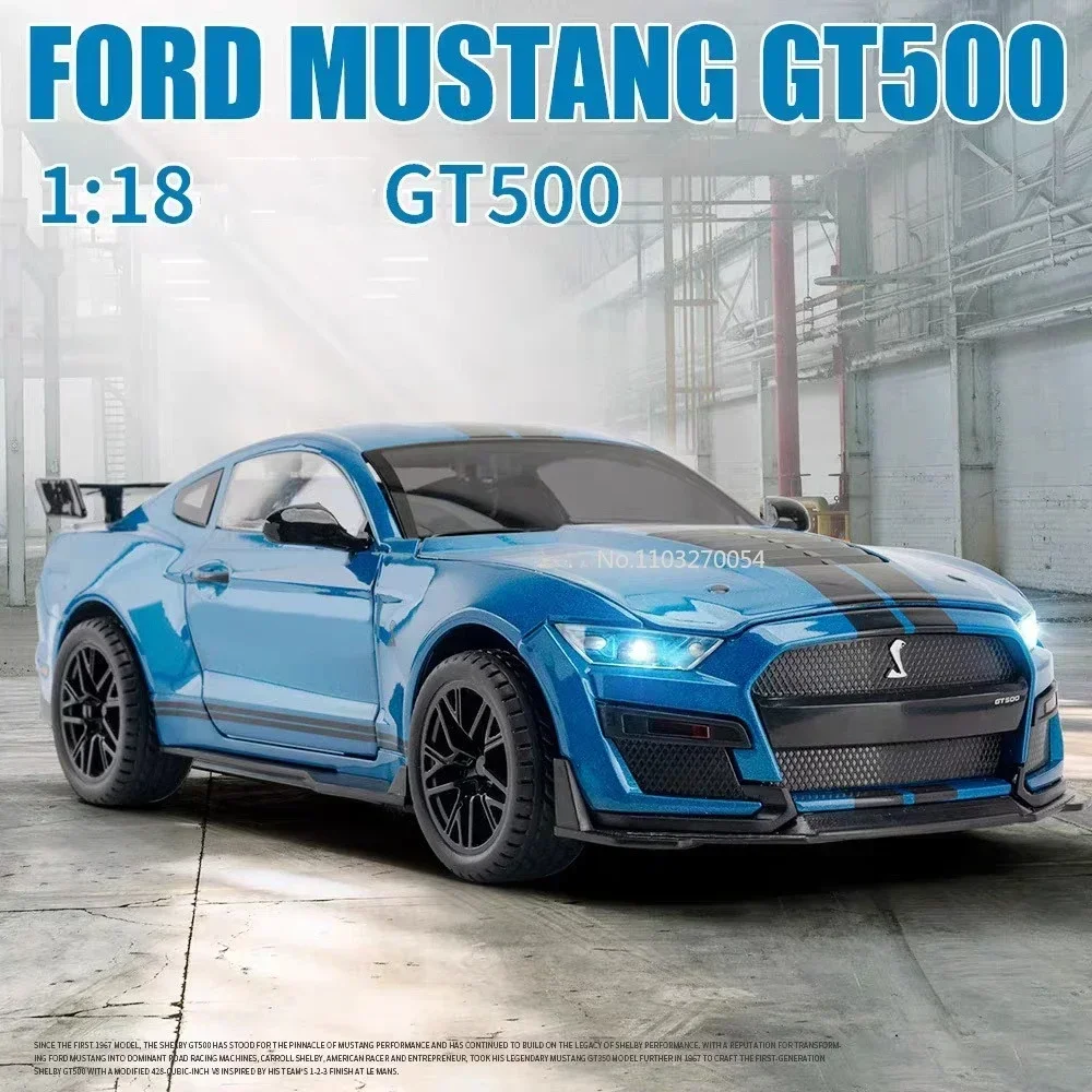 Large Size 1/18 Mustang ShelbyGT500 Alloy Diecasts Sports Car Model 4 Doors Can Be Opened MetalVehicle forKidsToysGift Christmas