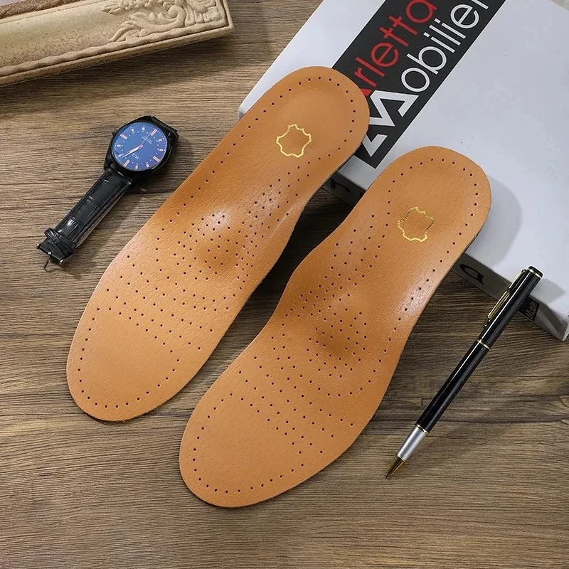 Leather Orthopedic Insoles Arch Support Insole Flat Feet Plantar Fasciitis Shoe Pads Quality Leather Deodorising Shoe Sole 1Pair