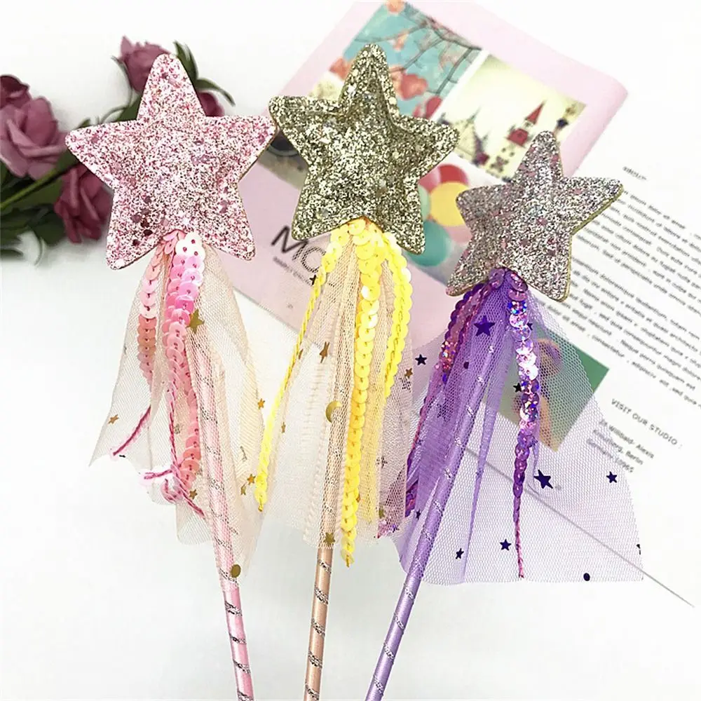 

Dreamlike Star Fairy Wand Girls Wand Five Pointed Star Princess Wand Role-playing Plastic Stick Wand Party Halloween