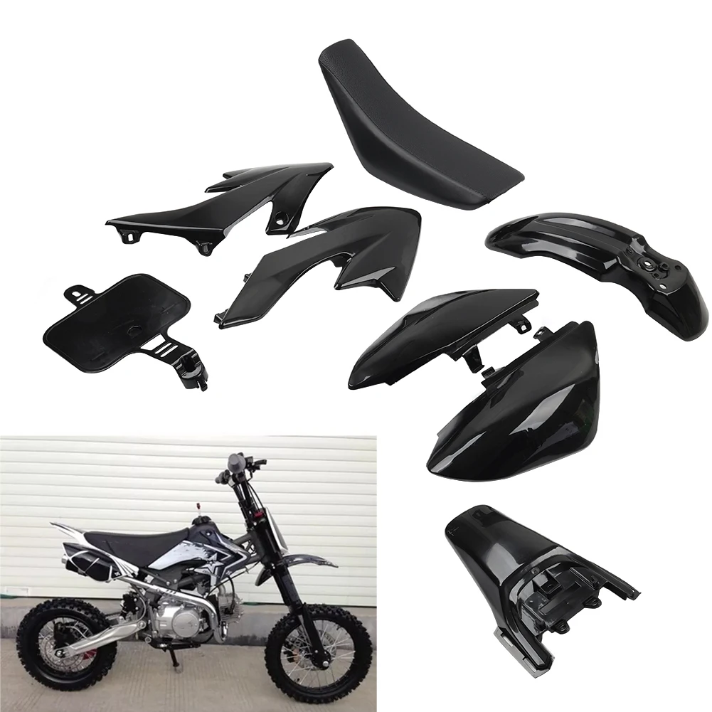 8Pcs/Set Black Motorbike Body Work Fairing Mudguard Cover Kits & Seat For  XR50 CRF50 Dirt Pit Bike
