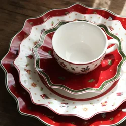 German Pool hard porcelain toys, joyful multi-angle plates, Christmas cups, saucers and bowls in various styles